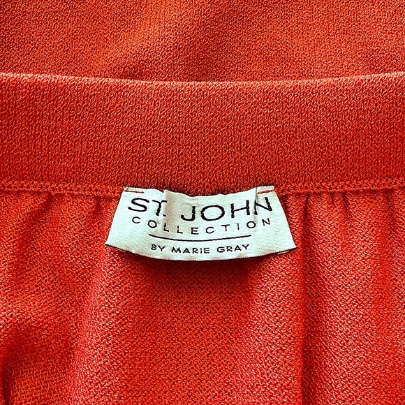 St. John Collection by Marie Gray Santana Knit Skirt Coral Orange Trim Size 8 - Picture 5 of 9